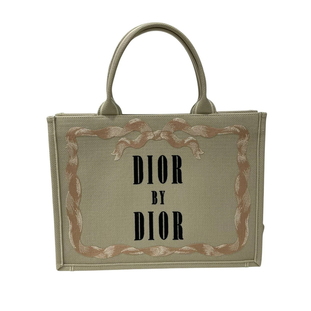 Christian Dior Book By Bag Tote Bag Leather Ivory White